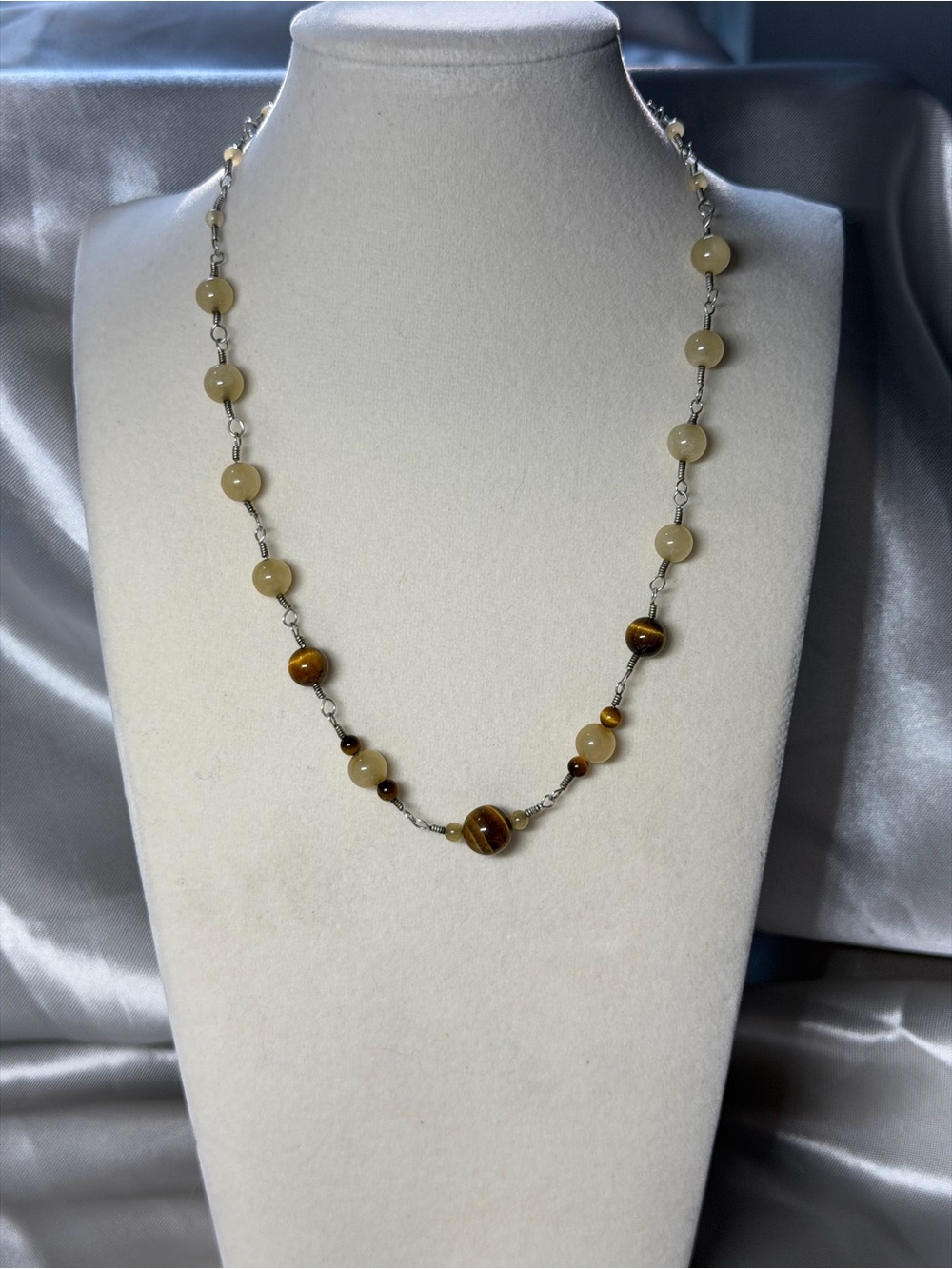 🌿 Handcrafted Sterling Silver & Tiger’s Eye Statement Necklace - 925